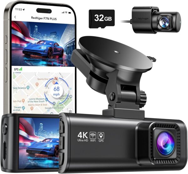 Dash Cam Front Rear, 4K/2.5K Full HD